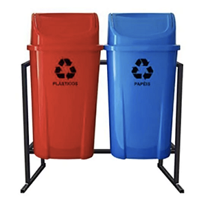 Conjunto de 2 Lixeiras Plásticas Coleta Seletiva 60L