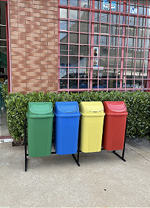 Conjunto de 4 Lixeiras Plásticas Coleta Seletiva 60L