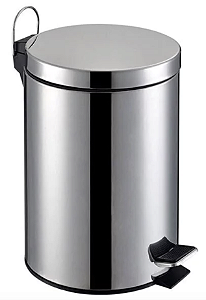 Lixeira Redonda Inox com Pedal e Balde 20L