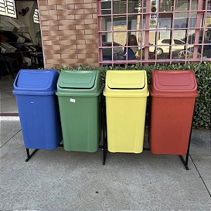 Conjunto de 4 Lixeiras Plásticas Coleta Seletiva 100L