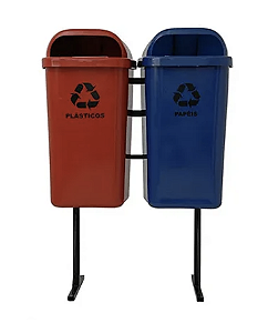Conjunto de 2 Lixeiras Papeleiras Coleta Seletiva 50L