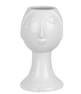 Vaso Cabeça Cerâmica Branca 14,6x9,2cm