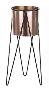 Vaso Metal com Suporte em Metal Rosé 45cm