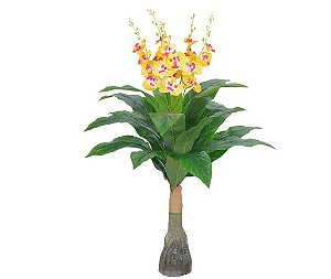 Planta Árvore Artificial Orquídea Amarelo 98cm