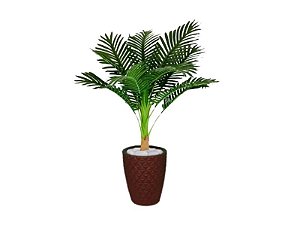 Planta Artificial Árvore Palmeira 95cm Real Toque Kit + Vaso E. Marrom 32cm
