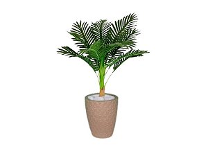 Planta Artificial Árvore Palmeira 95cm Real Toque Kit + Vaso E. Bege 32cm