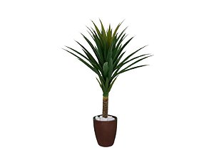 Planta Árvore Artificial Yucca Verde 95cm Kit + Vaso S. Marrom 30cm