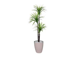 Planta Artificial Árvore Yucca 1,50m 3 Folhas Kit + Vaso S. Bege 30cm