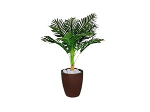 Planta Artificial Árvore Palmeira 95cm Real Toque Kit + Vaso S. Marrom 30cm