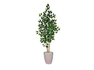 Planta Árvore Artificial Bambu Real Toque 1,6m Kit + Vaso S. Bege 30cm