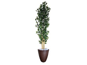 Planta Árvore Artificial Bambu 2,18m Com Vaso Marrom 44