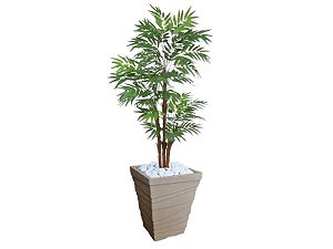 Planta Artificial Árvore Palmeira Phoenix 1,77m kit + Vaso Trapezio D. Grafiato Bege 40cm