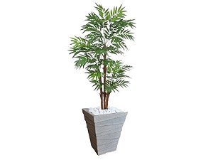Planta Artificial Árvore Palmeira Phoenix 1,77m kit + Vaso Trapézio D. Grafiato Cinza 40cm