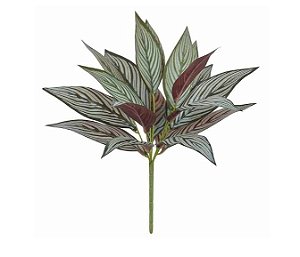 Folhagem Artificial Maranta Real Toque Verde Vinho 40cm