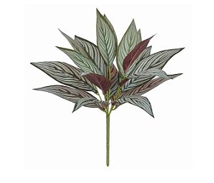 Folhagem Artificial Maranta Real Toque Verde Vinho 40cm