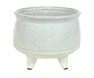 Vaso Cerâmica com Pés Branco Bege 14x17cm