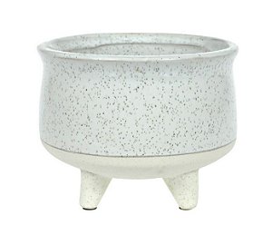 Vaso Cerâmica com Pés Branco Bege 12x15cm