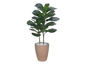 Planta Árvore Artificial Ficus Lyrata Real Toque Verde 1m Kit + Vaso E. Bege 30 cm