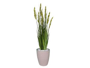 Planta Árvore Artificial Grass com Grão 90 cm Kit + Vaso S. Bege 30 cm