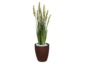 Planta Árvore Artificial Grass com Grão 90 cm Kit + Vaso S. Marrom 30 cm