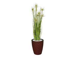 Planta Árvore Artificial Grass Com Flor 90 cm Kit + Vaso E. Marrom 30 cm