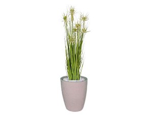 Planta Árvore Artificial Grass Com Flor 90 cm Kit + Vaso S. Bege 30 cm