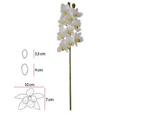 Haste Flor Artificial Orquidea Cymbidium Real Toque X10 Branco 75cm