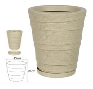 Vaso Cone Polietileno C/Prato Bege 28x25cm