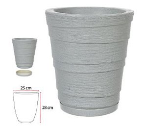 Vaso Cone Polietileno C/Prato Cimento 28x25cm