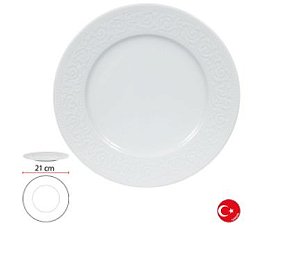 Prato Sobremesa Porcelana Acelya RD Branco 21cm