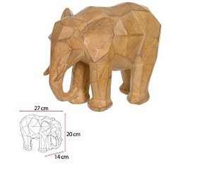 Escultura Decor Poliresina Elefante Bege 27x20cm