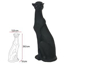 Escultura Decorativa Poliresina Leopardo Preto 12,5x29,5cm