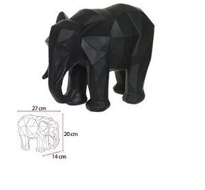 Escultura Decor Poliresina Elefante Pretro 27x20cm