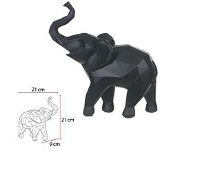 Escultura Decor Poliresina Elefante Preto 21x21cm