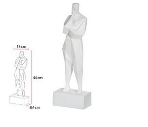 Escultura Decor Poliresina Homen Branco 15x44cm