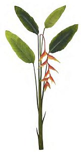 Planta Árvore Artificial Heliconia Rel Toque  X4 Laranja 1,76m