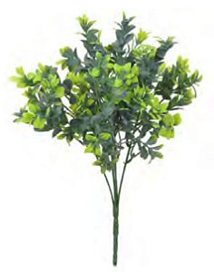 Folhagem Artificial Buxus Real Toque C/Powder X40 Verde 2 Tons 33cm