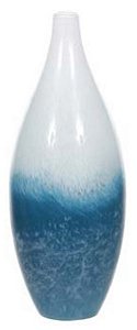 Vaso Decorativo Vidro Azul Branco 41cm