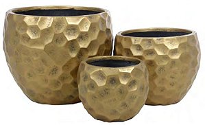 Vaso Fibrocimento C/3 Uni Dourado 40cm