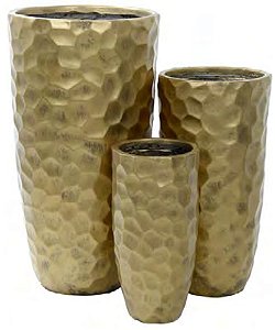 Vaso Fibrocimento C/3 Uni Dourado 77cm