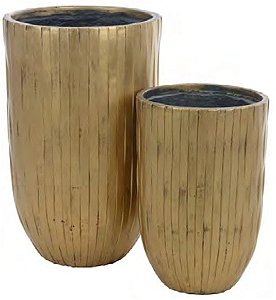 Vaso Fibrocimento C/2 Uni Dourado 59cm