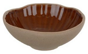 Centro De Mesa Ceramica 13,9x4,7cm Organic Redondo Marrom