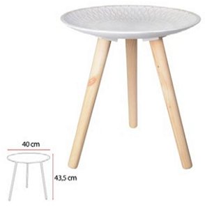 Mesa Lateral Mdf Etnica Redonda 43,5x40cm Branco