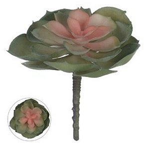 Planta Artificial Suculenta Verde Rosa 15cm