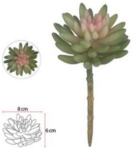 Planta Artificial Suculenta Verde Rosa 17cm