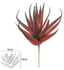 Planta Artificial Suculenta  Agave Vermelho 17cm