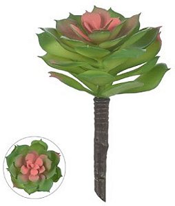 Planta Artificial Suculenta Verde Vermelho 16cm