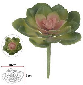 Planta Artificial Suculenta Verde Rosa 9cm