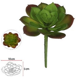 Planta Artificial Suculenta Verde Vermelho 9cm
