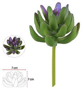 Planta Artificial Suculenta Verde Purpura 15cm